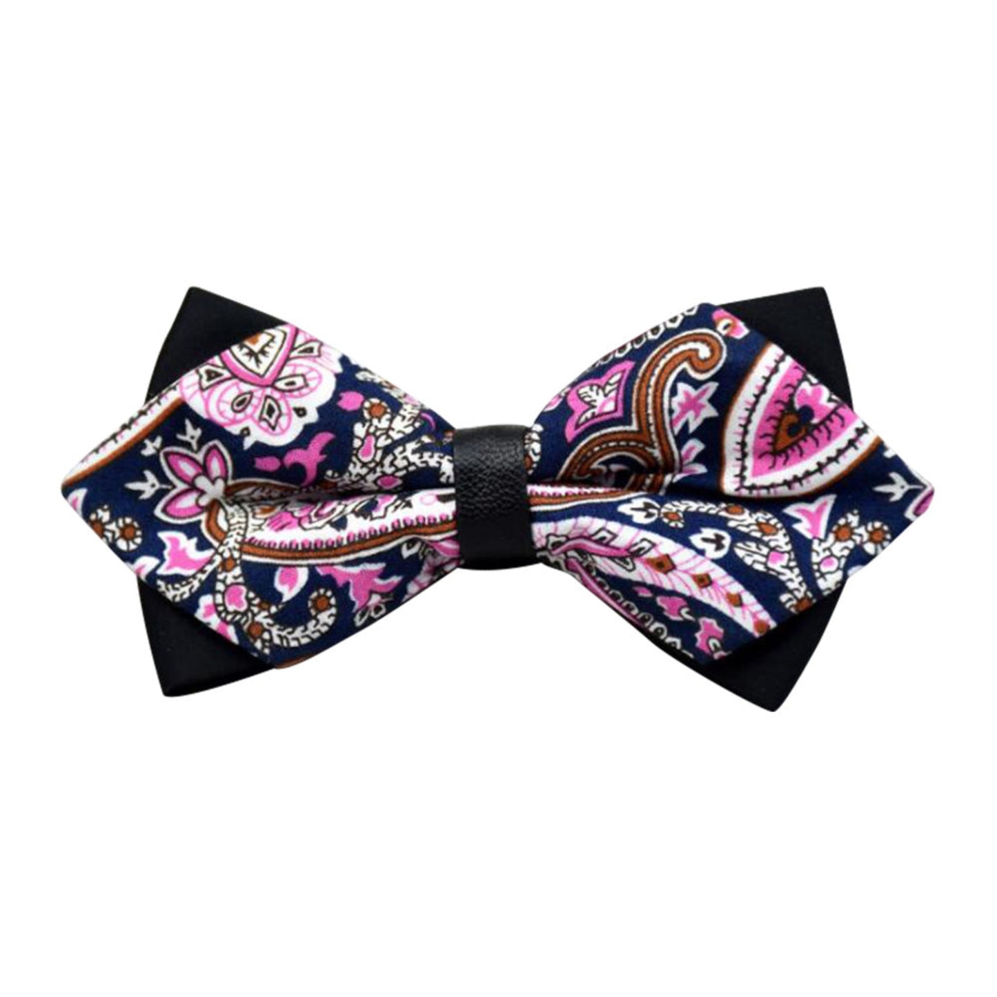 Men's Black Pink Floral Pre-Tied Bow Tie