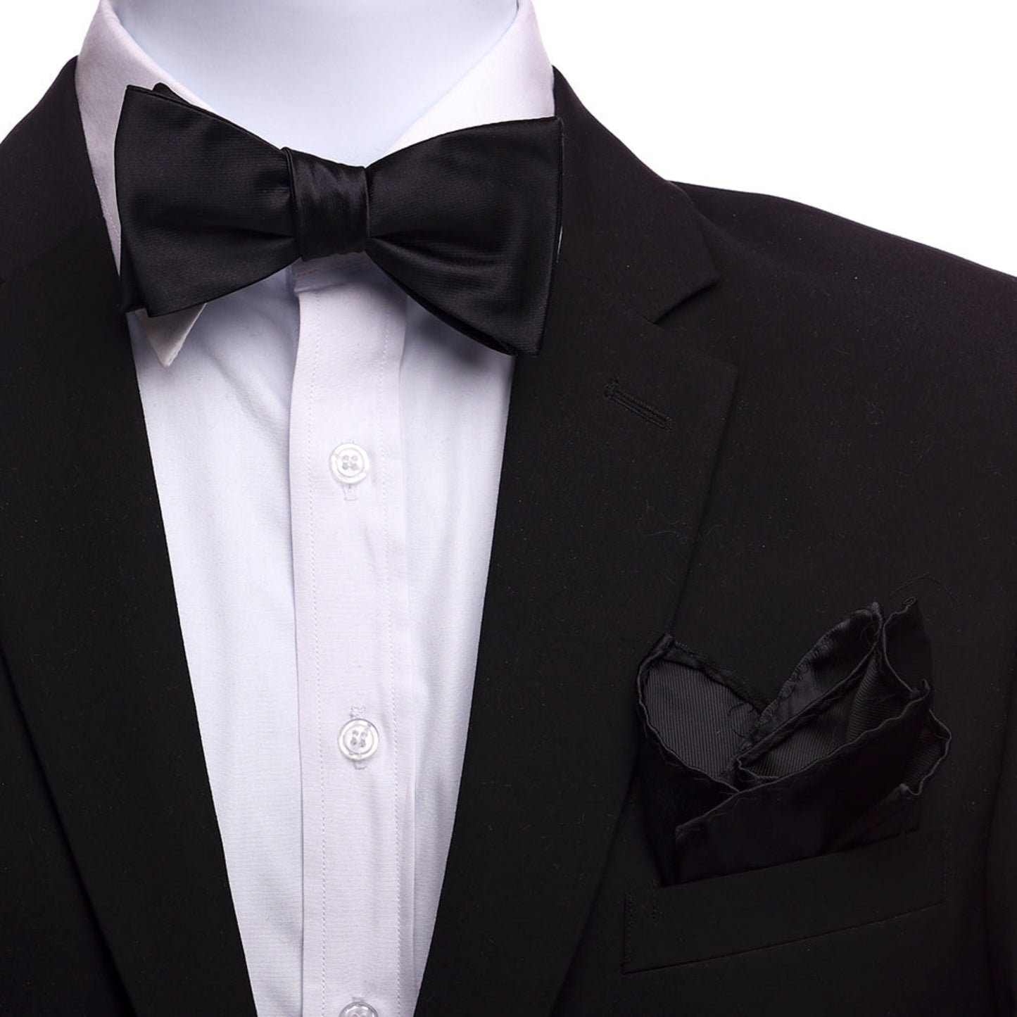 Men's Solid Black Silk Self Bow Tie